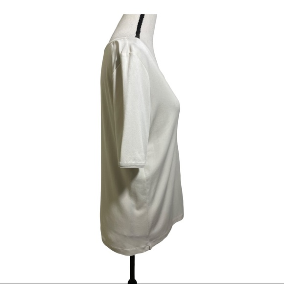 Eileen fisher silk round collar blouse. Short sleeve. Ivory color medium. - Picture 5 of 10